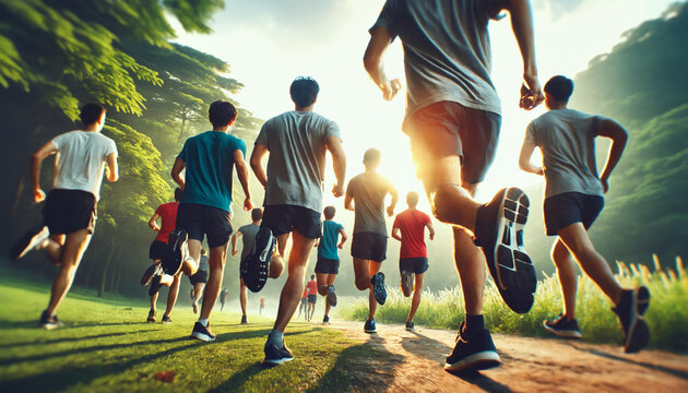 Morning Run: Energizing Start to the Day

This vibrant and dynamic image captures a group of people running through nature at the break of dawn, embodying the essence of a healthy lifestyle.