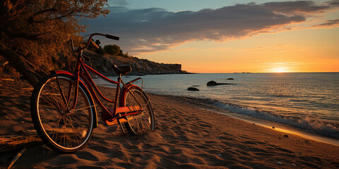 Fototapeta premium Bike on beach