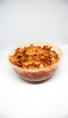 Pinrang, South Sulawesi Indonesia.
Stir-fried baby squid stored in a jar on a white background.
January 21 2024