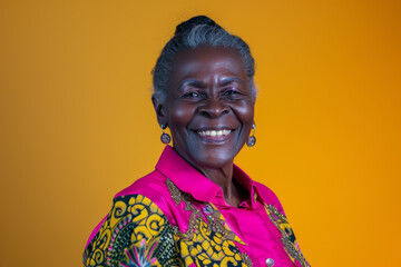 A woman wearing a pink shirt and earrings smiles for the camera