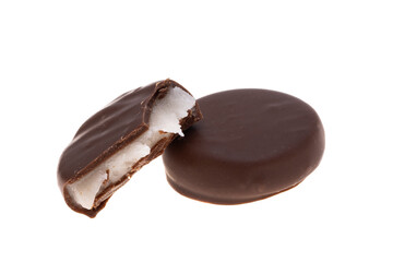 chocolate candies with mint isolated