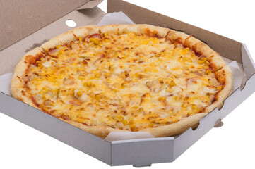 pizza in box isolated