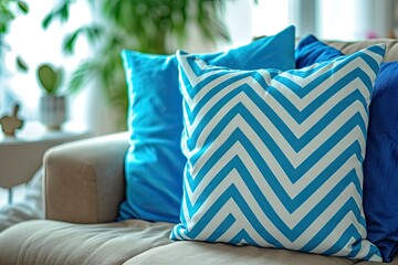 a beautiful comfortable cushion pillow with zig zag pattern design