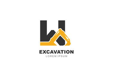 W Letter Excavator logo template for symbol of business identity