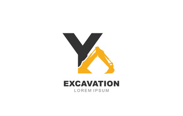 Y Letter Excavator logo template for symbol of business identity
