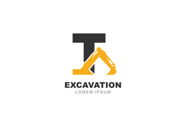 T Letter Excavator logo template for symbol of business identity