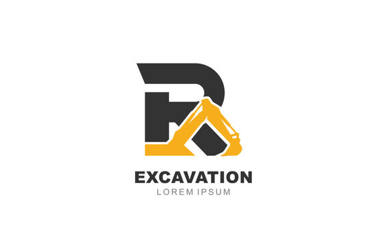R Letter Excavator logo template for symbol of business identity