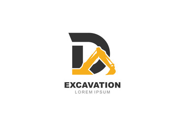 D Letter Excavator logo template for symbol of business identity - obrazy, fototapety, plakaty