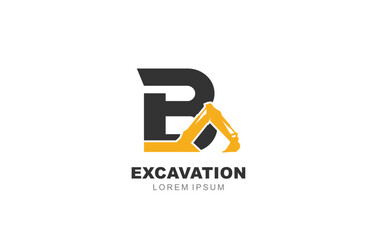 B Letter Excavator logo template for symbol of business identity