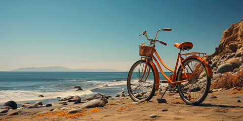 Fototapeta premium Bike on beach