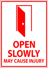 Caution Sign, Open Slowly, May Cause Injury