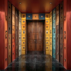 layer of colorful wood door interior design background