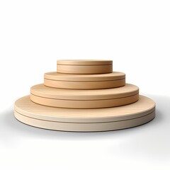 wooden podium on white background for product display scene