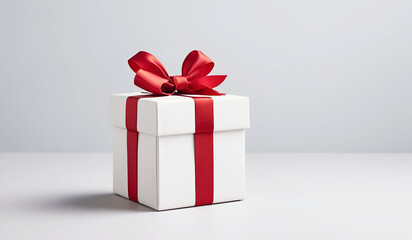 Obraz premium white gift box with ribbon