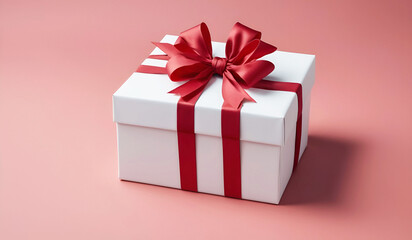 Obraz premium white gift box with ribbon