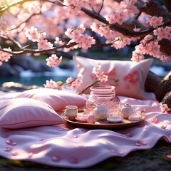 Close-up of pink cherry petal flowers and spring blossom,cherry blossom 