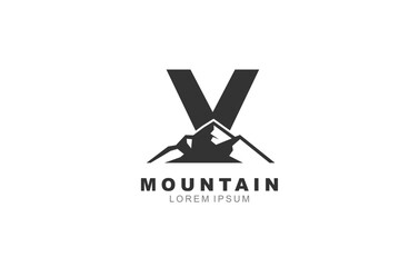 V Letter Mountain logo template for symbol of business identity