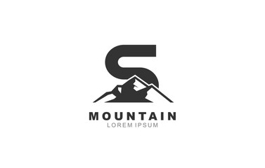 S Letter Mountain logo template for symbol of business identity