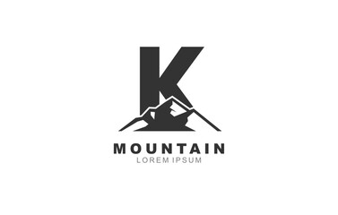 K Letter Mountain logo template for symbol of business identity