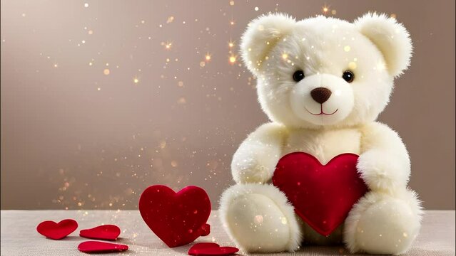 cute teddy bear romantic background motion graphic, abstract background , valentines, love, luxury background animation 4k