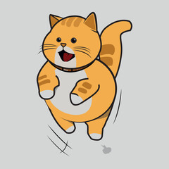 illustration of a fat orange cat jumping