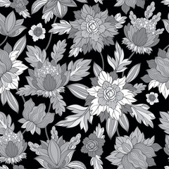 Floral outline monochrome vector design - 714753747