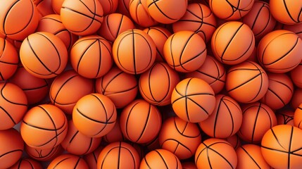 A full frame of basketball balls in a vibrant orange tone.