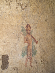 Wall fresco detail of the Casa dell'Efebo with cherub, Pompei