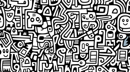 Funny doodle seamless pattern, artistic background