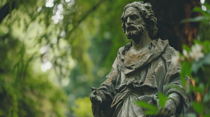 Jesus Statue in Forest