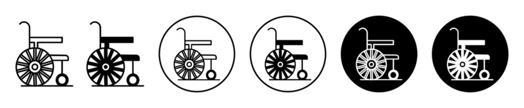 Wheelchair symbol icon sign collection in white and black