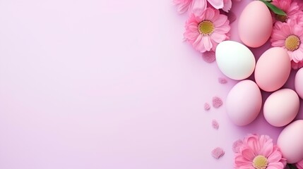 Fototapeta na wymiar sfondo colorato di pasqua con uova e spazio vuoto
