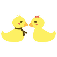 Cute yellow duck cartoon character