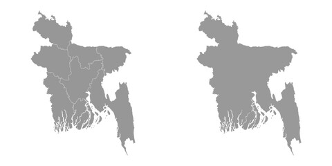 Bangladesh map with administrative divisions.