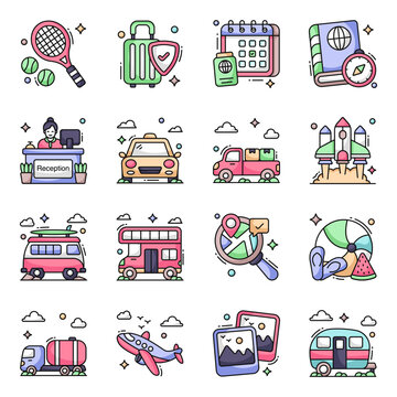 Pack of Journey Flat Icons 

