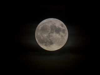 Naklejka na ściany i meble Full moon on night sky background, beautiful moon planet on space, close up view photo