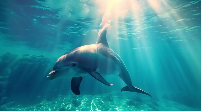 Dolphin in the sea (mp4) made with Ai generative technology