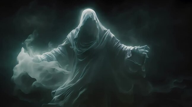 Scary ghost in motion (mp4) made with Ai generative technology