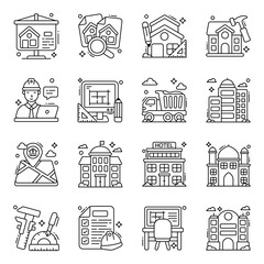 Pack of Building Linear Icons 

