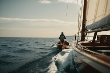 Naklejka premium A person sailing a boat and enjoying the sea