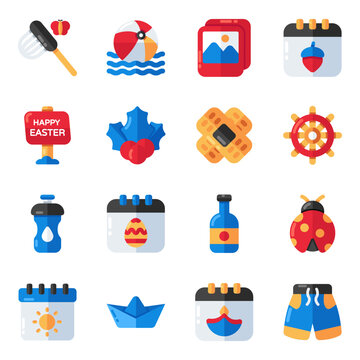 Set of Traveling and Tour Flat Icons

