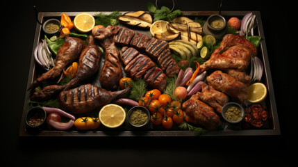 A platter of mixed grill, featuring a variety of grilled meats and vegetables, a popular choice for Ramadhan feasts