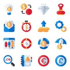 Set of Business and Document Flat Icons