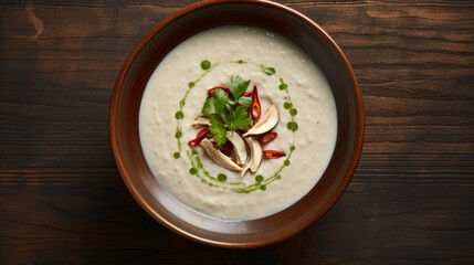 A bowl of comforting chicken congee, a popular dish for suhoor, the pre-dawn meal