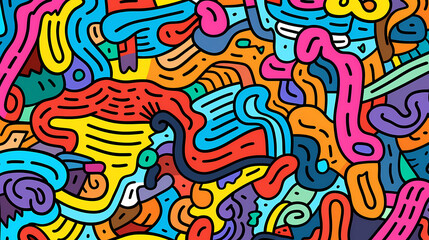 Funny doodle seamless pattern, artistic background