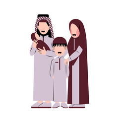 Flat Illustration Of Muslim Family