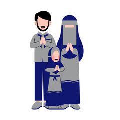 Flat Illustration Of Muslim Family