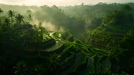 Fotobehang Terraced rice fields in Bali, Indonesia. Nature background © Andsx