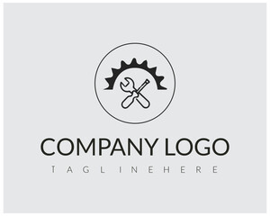 Minimalist Spanner Wrench Gear Logo, Expensive Engineering Mechanical Tools Design Vector.