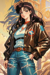 Retro style anime woman